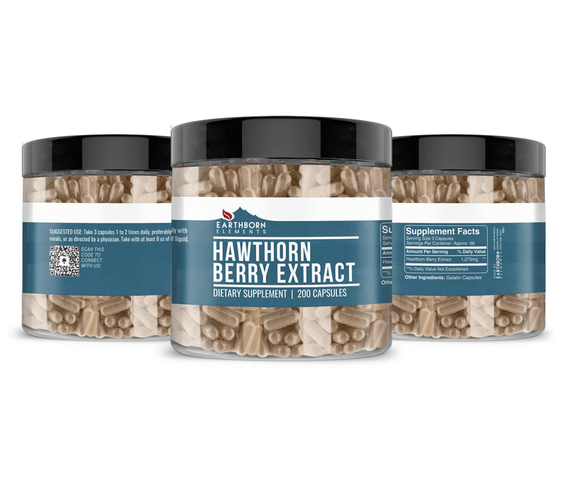 Earthborn Elements Hawthorn Berry Extract 200 Capsules, Pure & Undiluted, No Additives 200 Count (Pack of 1) - BeesActive Australia