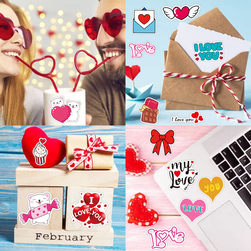 100PCS Valentine's Day Stickers Love Stickers, Love Heart Stickers Vinyl Waterproof Romantic Valentine Stickers for Laptops Gifts Water Bottles Scooters and Valentine's Day Wall Window Decorations Valentine's Day Stickers 1 - BeesActive Australia