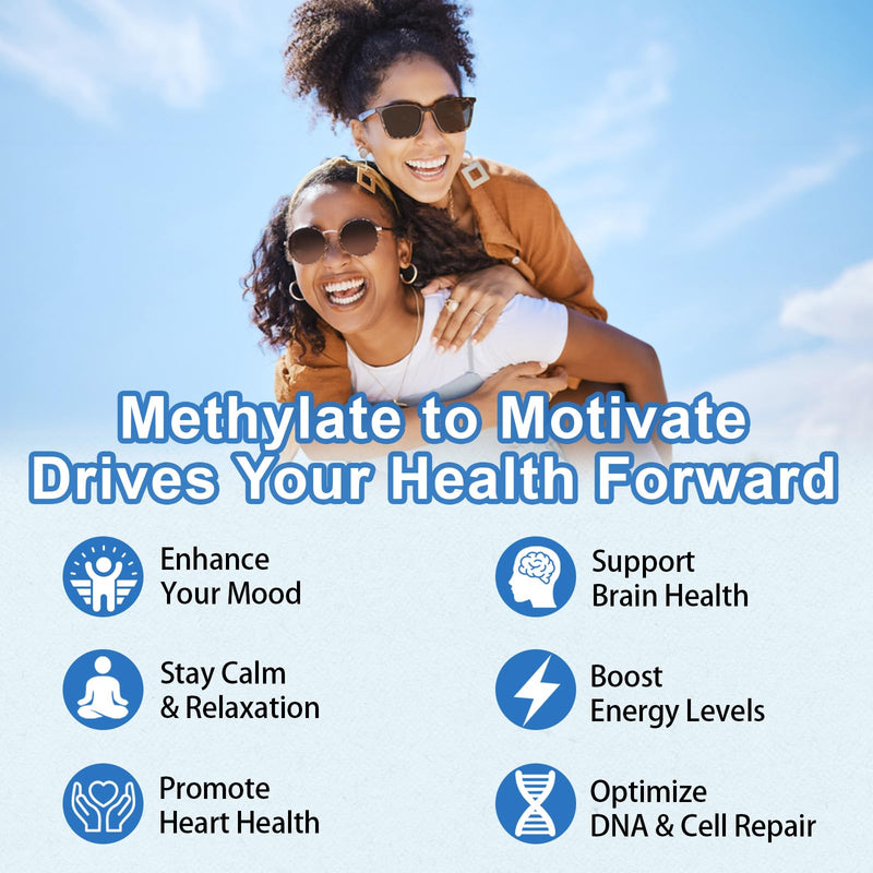 2 Pack L-Methylfolate 15mg Gummies with Methyl B12, Folate 5-MTHF Supplement for Mood, Brain Health, Cognition & Immunity, Sugar Free, Vegan, Non-GMO, 120 Count 60 Count (Pack of 2)