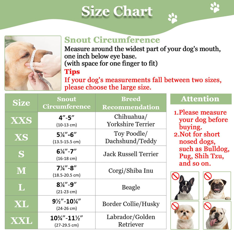 Dog Muzzle Breathable Mesh Muzzle for XXS to XXL Dogs Chihuahua, Beagle and Golden Retriever, Adjustable Pet Muzzles for Biting and Chewing, Allows Hitting and Drinking Black XXS-(Snout 4"-5") - BeesActive Australia