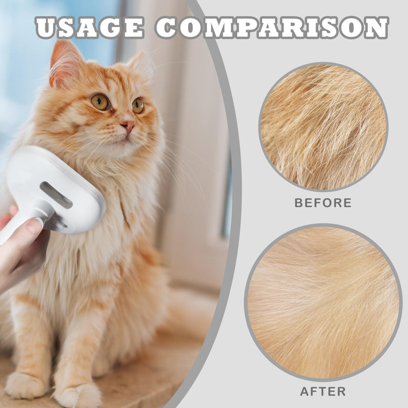 Spray Cat Brush for Shedding - Pet Hair Removal Comb with Water Tank and Release Button, Cat/Dog Steam Brush, Cat Bath Brush, Pet Steam Brush, Cat Brush with Water - Pet Spray Hair Comb (White) WHITE - BeesActive Australia