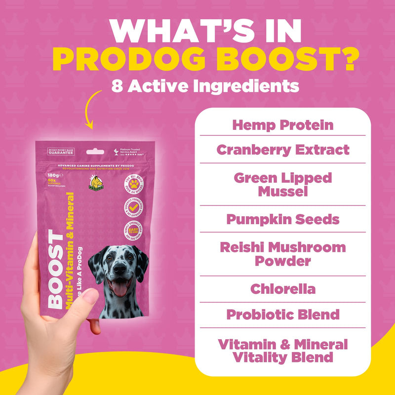 ProDog Boost Dog Multivitamin & Mineral Supplement - 28 Essential Nutrients - For All Dogs (30 Servings) (90 Gram) (180 Gram) 60 Servings (Pack of 1)