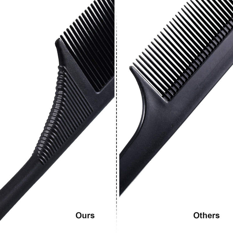 2 Pack Rat Tail Combs for Women Fine Tooth Comb Parting Tip Carbon Fiber Root Teasing Anti Static Heat Resistant Adding Volume Evening Hair Styling Black - BeesActive Australia