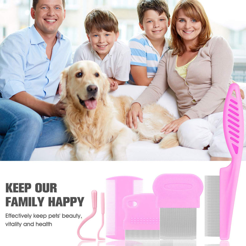 Cat Comb Dog Comb Fine Tooth Comb Pet Comb Grooming Set For Grooming And Removing Dandruff Flakes Remove Float Hair Tear Marks (pink) pink - BeesActive Australia