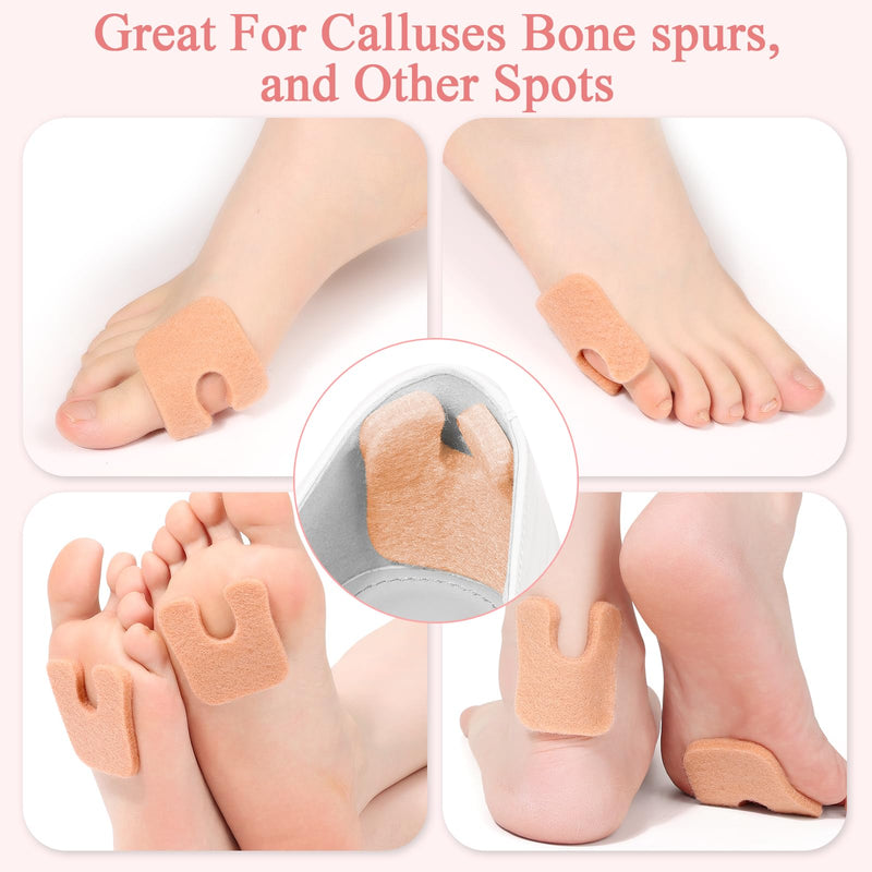 Jollidecor Callus Cushions U Shaped Felt Callus Pads Self Adhesive Foot Pads, 72Pcs Keep Calluses from Rubbing on Shoes Adhesive Pads for Men and Women, Brown 72pcs U-shape Beige - BeesActive Australia