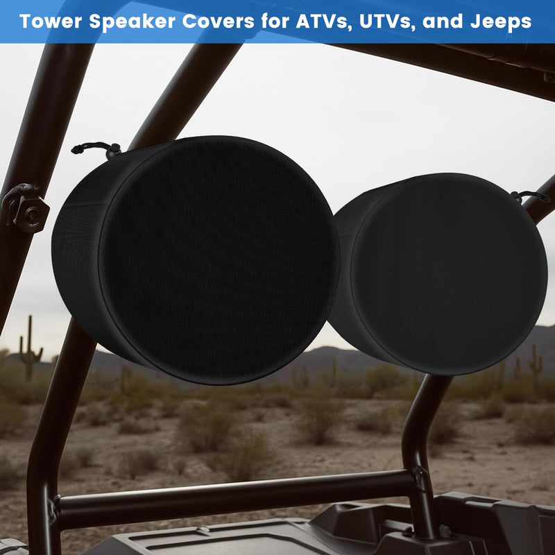 2 Pack Boat Speaker Covers, 900D Waterproof Wakeboard Tower Speaker Cover, Marine Grade UV Resistant Polyester Fabric, 14" H x 14" W x 13" D, Black L:14" H x 14" W x 13" D