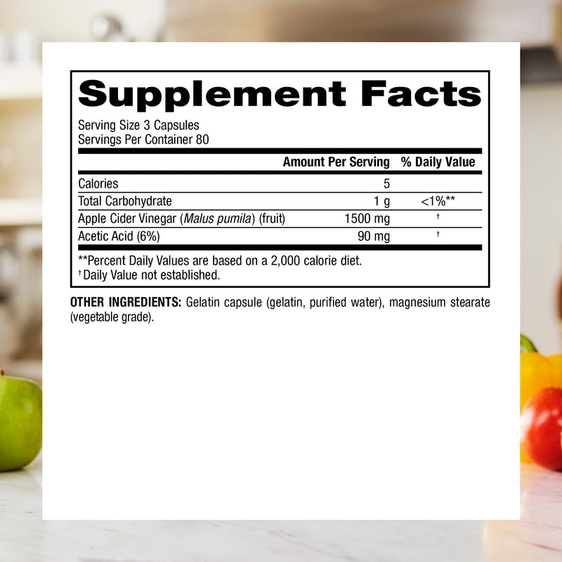 Webber Naturals Apple Cider Vinegar Capsules 1500mg, 240 Capsules