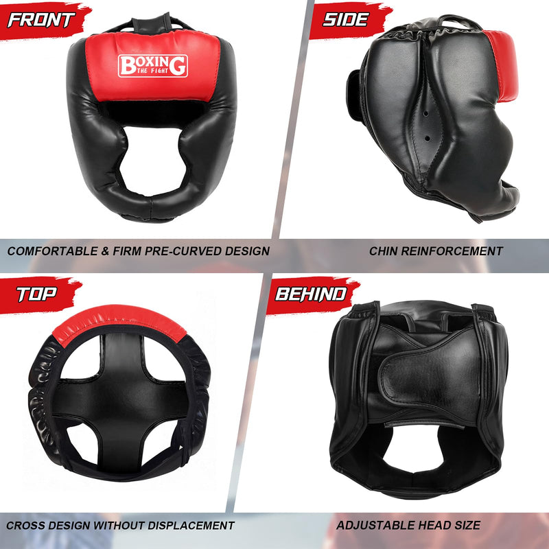 Sparring Head Guard with Gloves - Boxing Safety Headgear for MMA, Kickboxing, Muay Thai & Boxing - Adult & Kids Red Large-X-Large