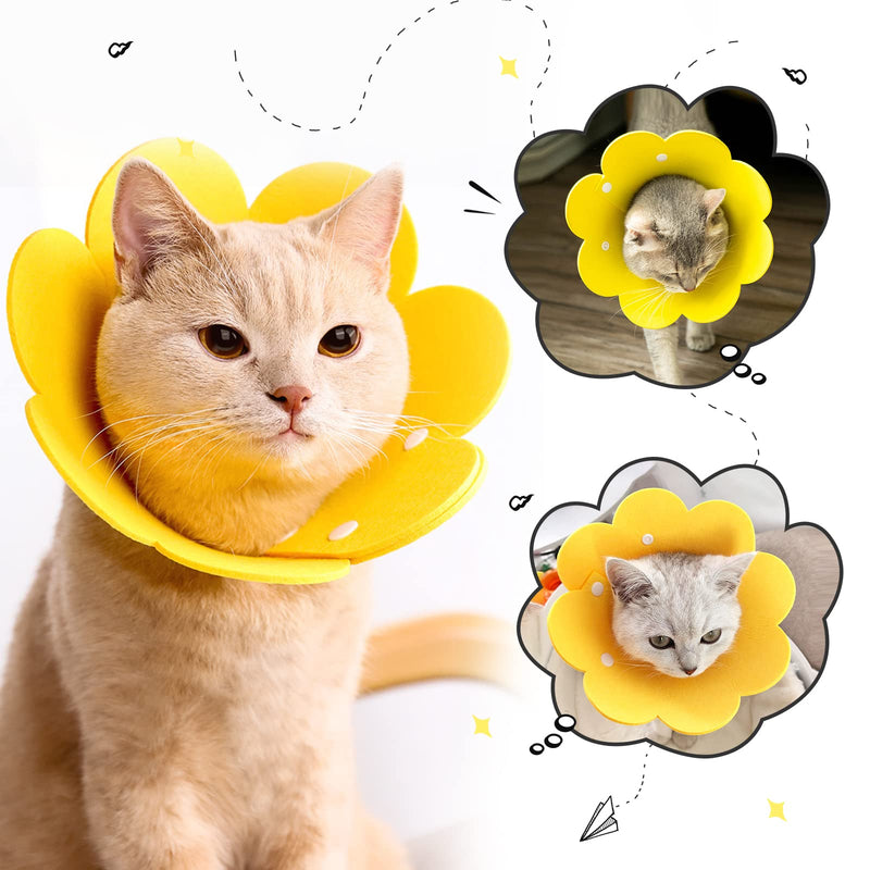 PUMYPOREITY 2 pieces cat neck collar, adjustable cat collar, Elizabethan collar, recovery collar after surgery and injuries for puppies, small dogs and cats (yellow, M) A-yellow - BeesActive Australia