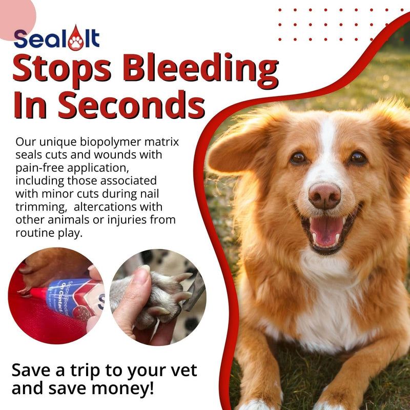 Seal It® Wound Gel for Pets | US-Made Dog Wound Care Gel to Stop Bleeding in Seconds & Seals Open Minor Wounds, Cuts & Scrapes from Canine Paw Wounds to Fencing Cuts | Safe for All Animals (15ml) - BeesActive Australia