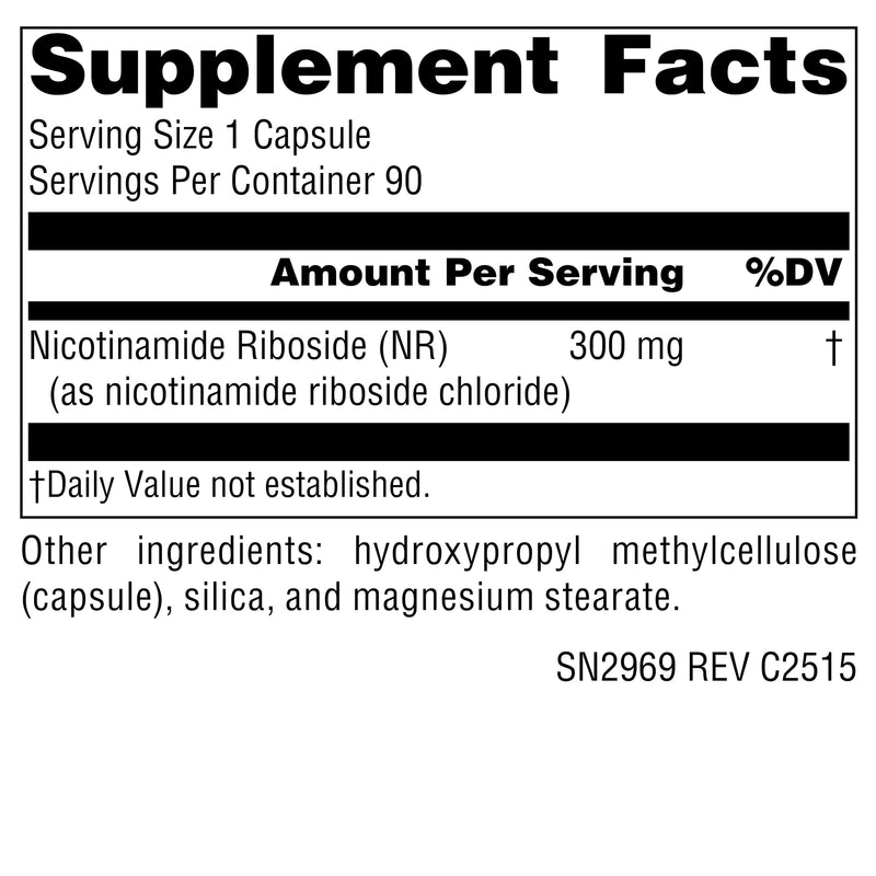 Source Naturals NR, Nicotinamide Riboside, 300 mg - 90 Vegan Capsules | Premier Fuel for NAD+ Levels | for Mitochondria, Healthy Aging, Cells & Energy*