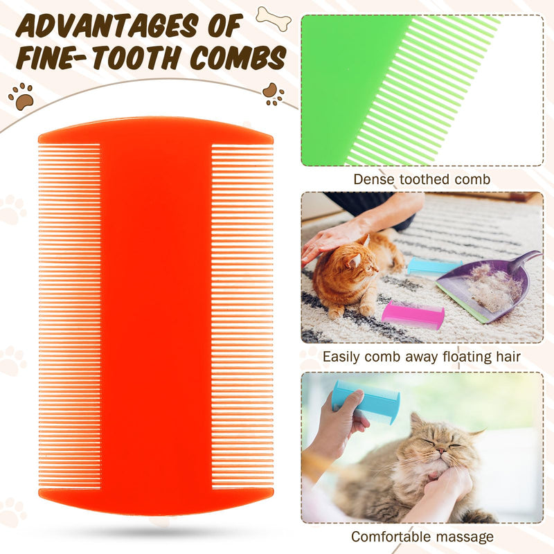 Hushee 50 Pcs Flea Comb Bulk for Cats Dogs Lice Comb with Double Side Tooth Pet Flea and Tick Comb for Small Cats Dogs Kitten Indoor, 5 Colors - BeesActive Australia
