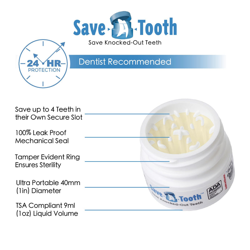 Save-A-Tooth Preservation Kit - Prevent Permanent Tooth Loss, Save Knocked Out Teeth for up to 24 Hours - Tooth Saver Made in the USA by SmartPractice - Keep for a Tooth Emergency - 2 Pack