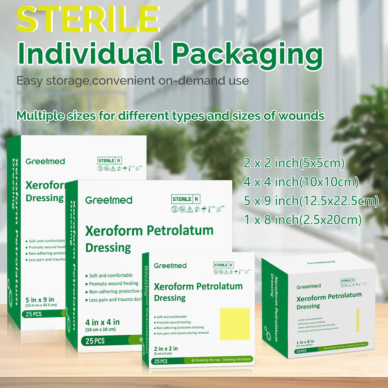 Xeroform Petrolatum Dressing 5"x9" 25 Individual Pack Gauze Pads, Non-Adherent Mesh Sterile Guaze Pads for Wound Care, Burn Bandages Gauze Wrap for Wound Closure and Medical Supplies 5“ x 9”(25 Packs) - BeesActive Australia