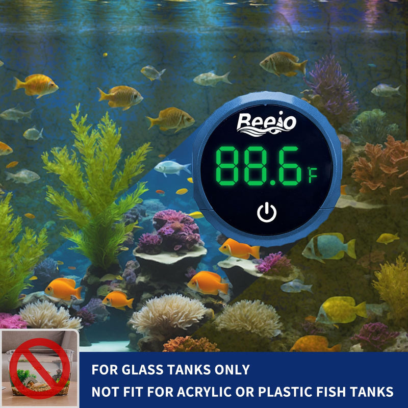 BEEJO 2 in 1 Aquarium Magnet Glass Cleaner with Touch Digital Thermometer ，Glass Fish Tanks Strong Magnetic Cleaning Brush，Aquarium Mini Algae Scraper (Blue) Blue - BeesActive Australia