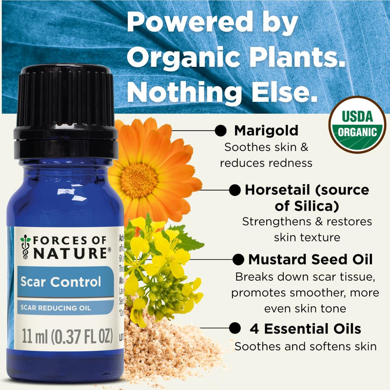 Forces of Nature Scar Treatment, Reduce Stretch Marks, Surgical Scars, Old and New Scars, Burn Scars, and Keloids, Organic Homeopathic Medicine for Skin Care, Promotes Healthy Skin, 0.37 FL OZ 0.37 Fl Oz (Pack of 1)