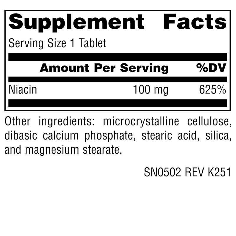 Source Naturals Niacin, Vitamin B-3, Non-GMO, 100 mg - 250 Tablets