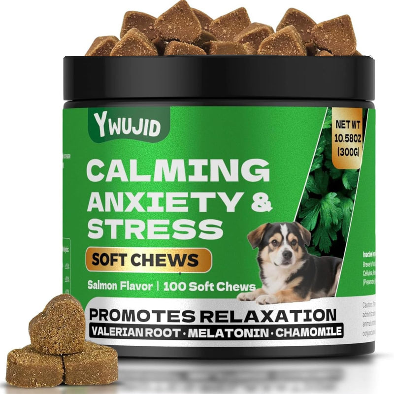 Calming Chews for Dogs with Melatonin - Natural Soothing for Anxiety,Stress,Barking,Bit,Travel,Thunder,Fireworks-Vet Formulated Dog Sleep Aid Tasty for All Small,Large,Senior Dogs-100 Count