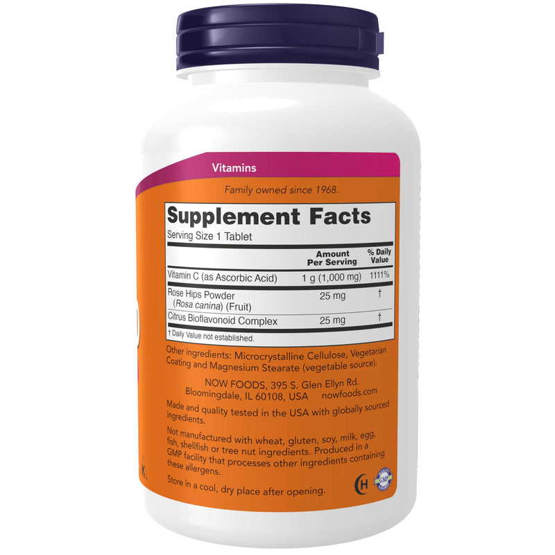 NOW Supplements, Vitamin C-1,000 with Rose Hips & Bioflavonoids, Antioxidant Protection*, 250 Tablets 250 Count (Pack of 1)