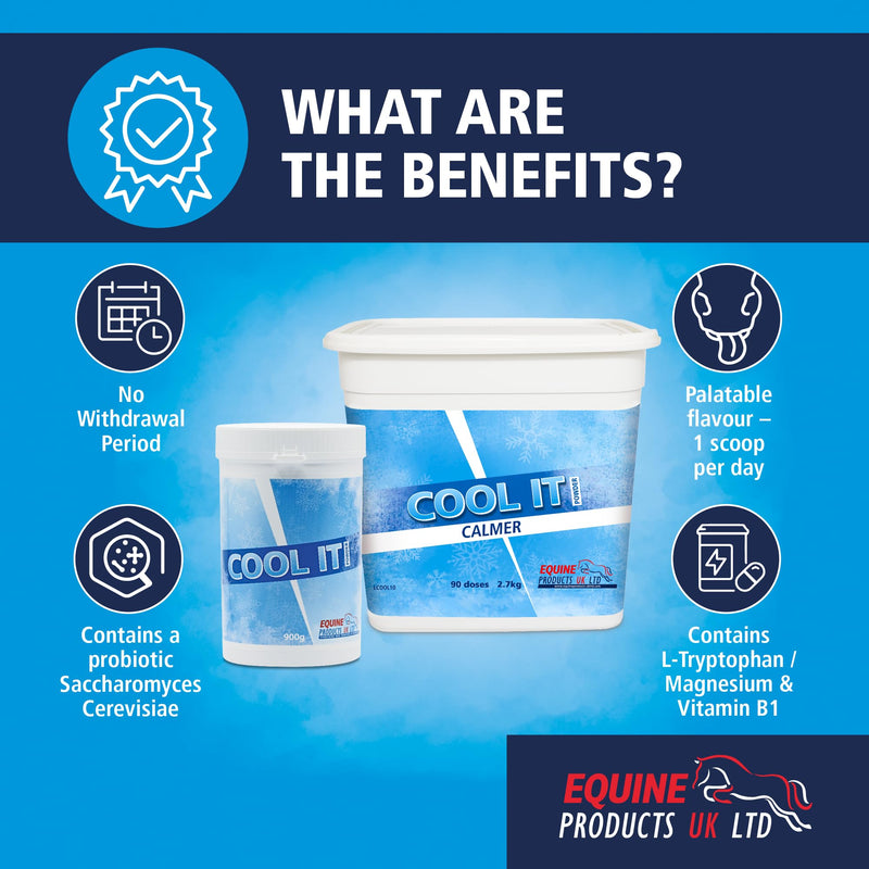 Cool it Powder 900g - Calmer For Horses Magnesium Based With l-Tryptophan, Vitamin B1 And Probiotics To Support Relaxation, Behaviour And Maintain Focus. Ideal For Nervous And Anxious Horses.