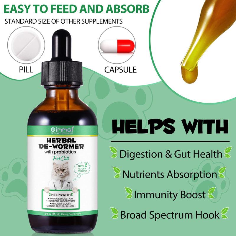 Specifically Formulated for Cats, Cats Natural Broad Spectrum Treatment, Herbal Cleanse, Digestive Support for All Cat Breeds, Gut Health, Puppy & Kitten, Supplement Drops 1 Pack