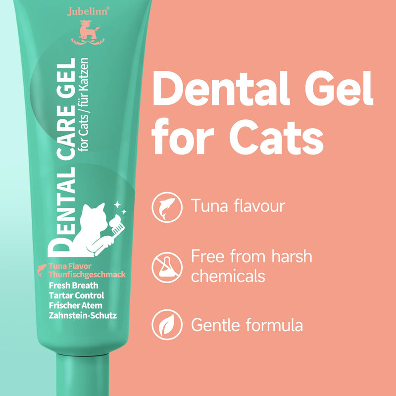 Cat Dental Kit - Tuna-Flavored Cat toothpaste - Freshens Breath, Plaque Removal & Prevents Tartar - with Toothbrush & Finger Brush - Gentle Formula 60ml