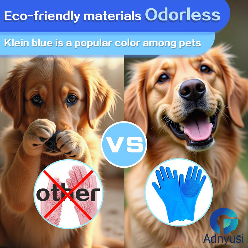 Pet Grooming Gloves-Heat Resistant Silicone Gloves with High Density Teeth Enhanced Five Finger Design for Bathing and Massage Effective Removal of Dogs Cats Rabbits Sheep with Hair Pet Floating Hair - BeesActive Australia