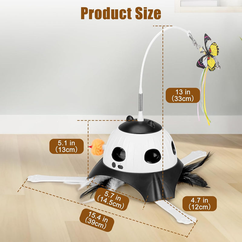 3-in-1 Automatic Cat Toys for Indoor Cats, Fluttering Butterfly, Whack a Mole, Rotating Feather Wand, USB Rechargeable Interactive Feather Toys for All Breeds (Black) Black - BeesActive Australia