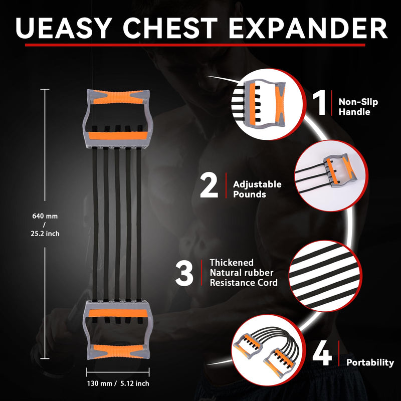Chest Expander for Men Adjustable Forearm Strengthener with Removable Tubes Arm Trainer for Arm Chest Back Muscles Chest Upper Body Workout Equipment for Home Gym Fitness Muscle Training Exercise Black-120KG/265LB - BeesActive Australia