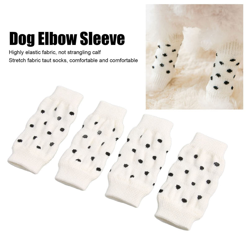 4Pcs 3.34 x 1.3in Dog Elbow Protector Sleeves, Cute Polka Dots Dog Leg Warmers Knitted, Cotton Elbow Sleeve, Leg Sleeve for Puppy Weighing 1.5-3kg in Cold Weather, M