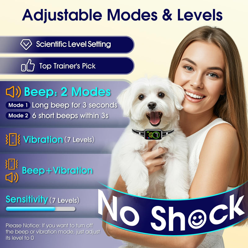 Dog Bark Collar 2 Pack, Smart Bark Collar for Small Medium Large Dogs, Safe & Humane Dog Barking Collar, Automatic Anti Bark Collar with Adjustable Beep Vibration Modes and 7 Sensitivity，Black Black - BeesActive Australia
