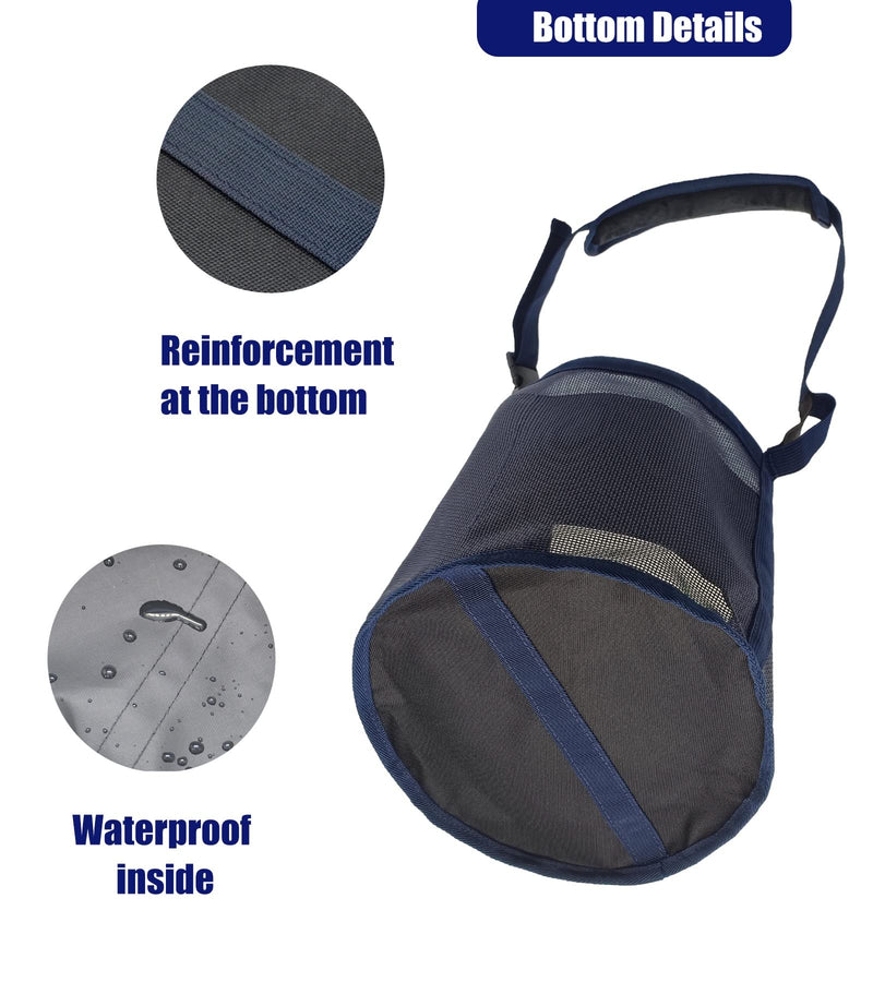 Horse Feed Bag for Grain Feeder - Heavy Duty Equine Mesh Horse Nose Bag, Blue Grazing Muzzle for Horses with Adjustable Strap,Comfort Neck Pad and Nose Pad and Waterproof Bottom(Medium,2PCSblue) 2PCSblue - BeesActive Australia