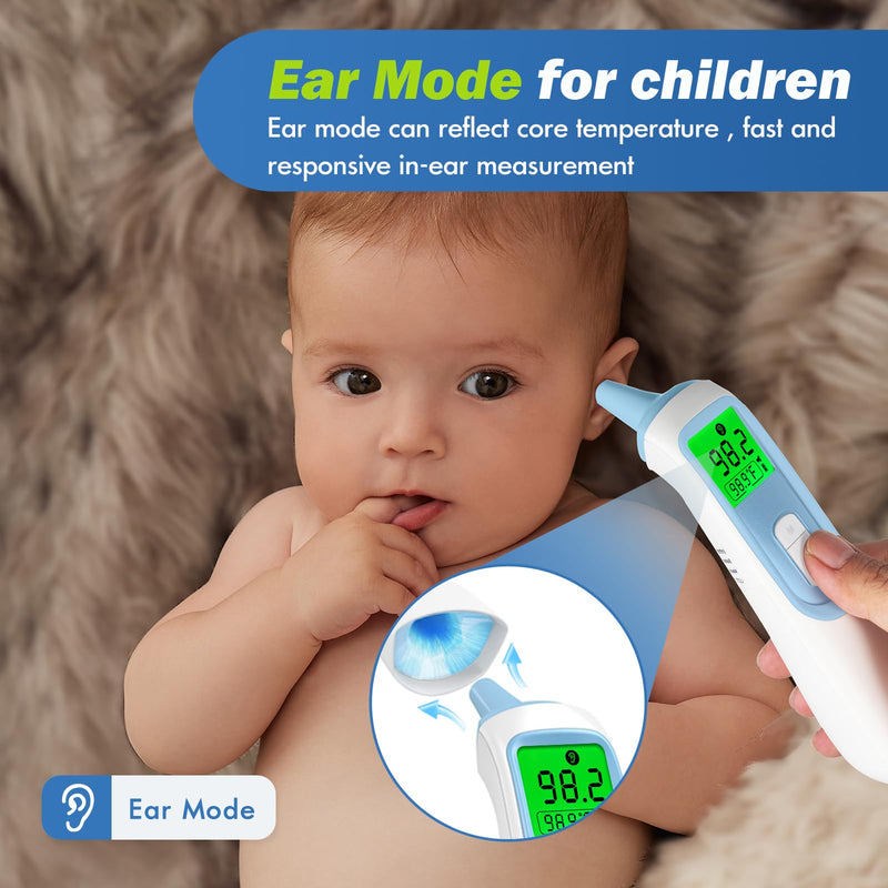 Ear Thermometer for Baby, ELERA Infrared LCD Thermometer with Automatic Switching Mode of Ear & Forehead, 1s Measurement, 4 Color Backlight Display with Fever Indicator - BeesActive Australia
