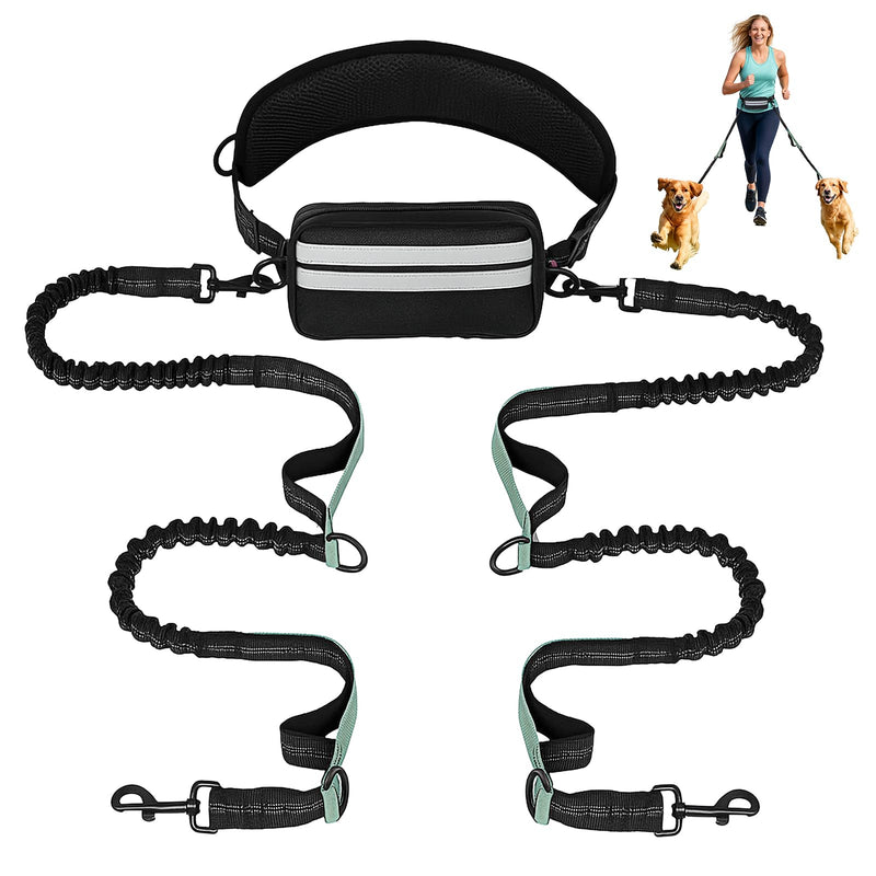 Hand Free Dog Leash with Pouch, Dog Walking Belt Retractable Leash for 2 Dogs with Dual Handles for Running Walking Jogging Pet Belt - BeesActive Australia