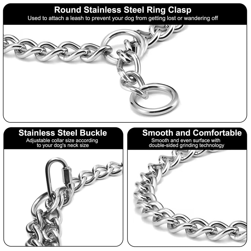 Chain collar dog, 65 cm dog collar chain, adjustable dog chain with secure buckle, dog chain for dog training, stainless steel dog necklace, dog collar made of metal, for dog walking - BeesActive Australia