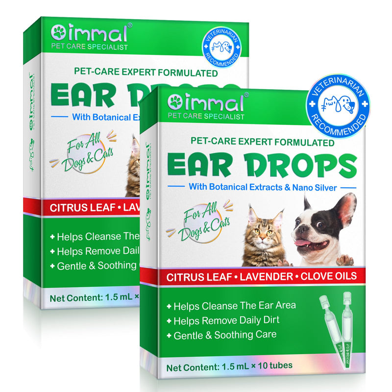 Dog Ear Drops, Ear Drops For Dogs 2 Pack, Non-Toxic, Non Irritating, Alleviation Suffering From Ear Mites&Built-Up Wax And Dirt, Dog Ear Infection Treatment, Pets External Ear Cleaner Solution