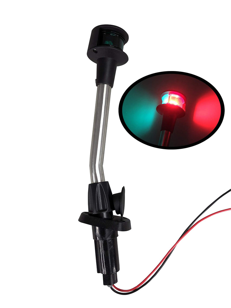 Pactrade Marine Bow Lights for Boats LED - Red and Green Boat Navigation Lights with Removable Base - 12-Inch Angled Pole - Marine Accessories for Kayaks, Pontoons, and Small Vessels (1 NM)