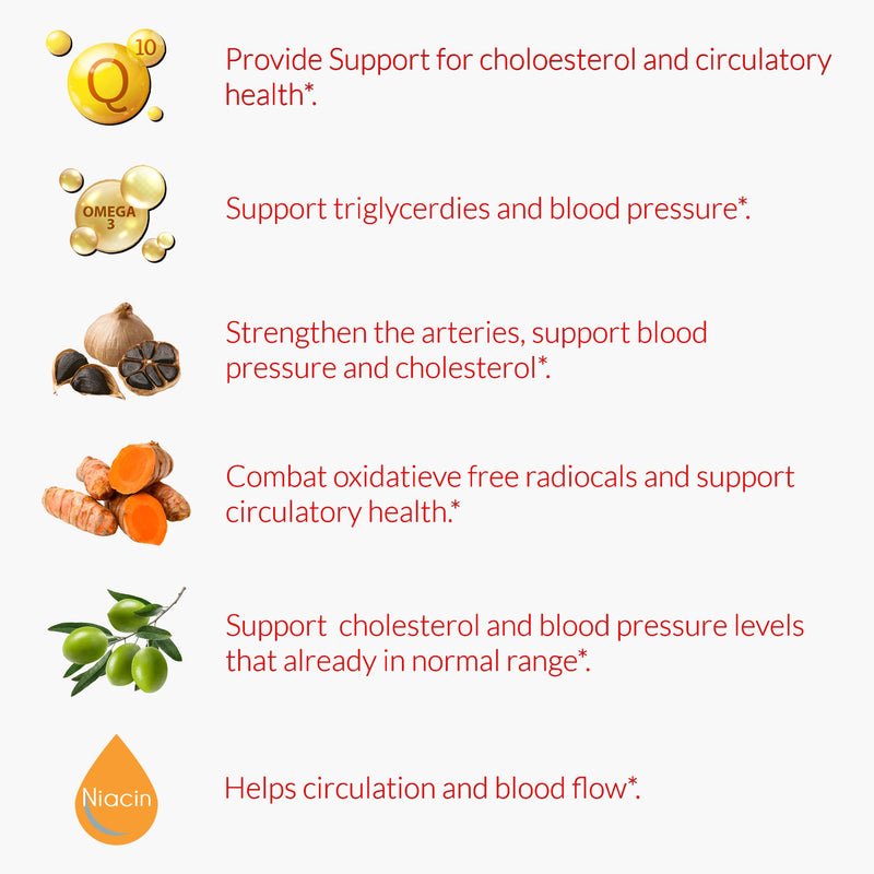 UpNourish Citrus Bergamot Cholesterol Supplement 120ct - Triglyceride Support with Plant Sterols, CoQ10, Omega 3, Olive Leaf Extract, Turmeric Curcumin, Black Garlic, Sterols and Stanols Supplement - BeesActive Australia