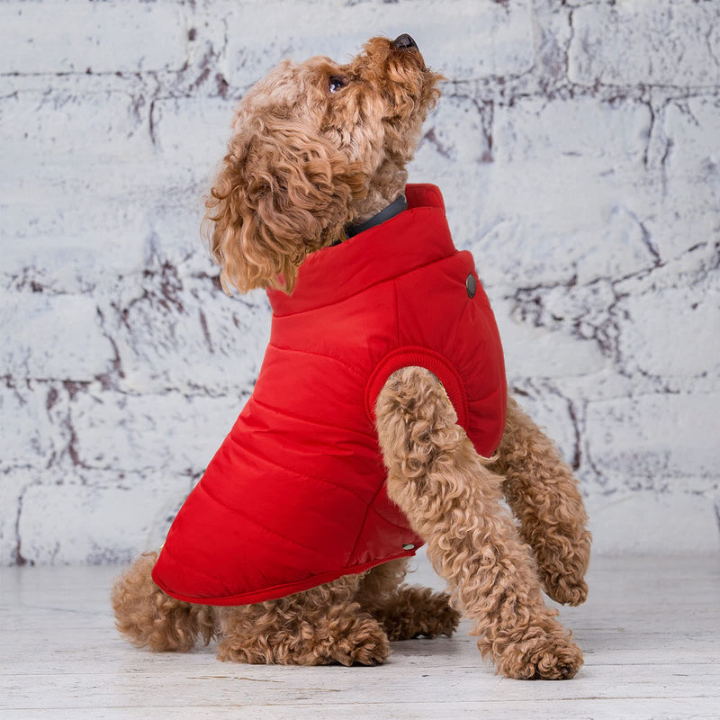 2 Pieces Pet Dog Jacket 2 Layers Fleece Lined Dog Jacket Warm Soft Windproof Small Dog Coat for Winter Cold Weather(Navy, Red, Medium) red and blue