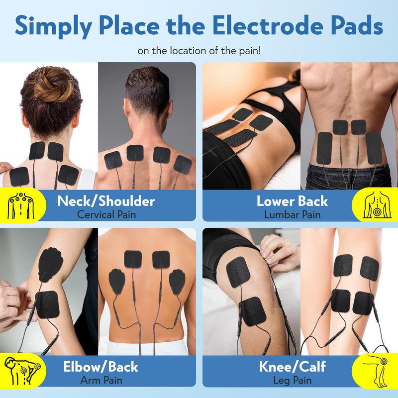 TENS & EMS Muscle Stimulator with 28 Modes, Dual Channel Muscle Stimulator Machine with 8PCS Electrode Pads, for Muscle Relief, Shoulder, Neck, Back, New Upgraded Color Screen Multi