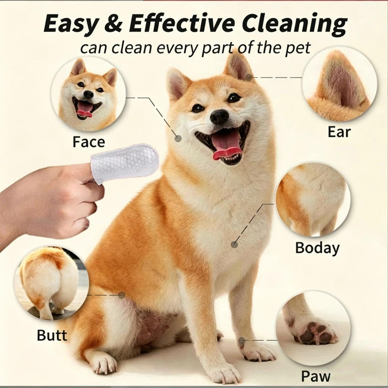 Natural Pet Dental Finger Wipes for Dogs & Cats, Teeth Cleaning Wipes for Fresh Breath - No Brushing Oral Care, 1 Box (50 Count)