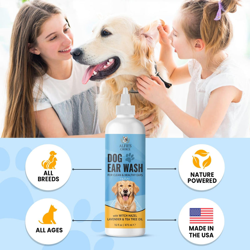 ALFIE'S CHOICE Dog Ear Wash - with Lavender & Tea Tree Oil to Soothes Pet Itchy Ears – Ear Wash for Dogs Cleans Debris and Buildup - Advanced Ear Cleanser for Dogs and Cats 16 fl oz - BeesActive Australia