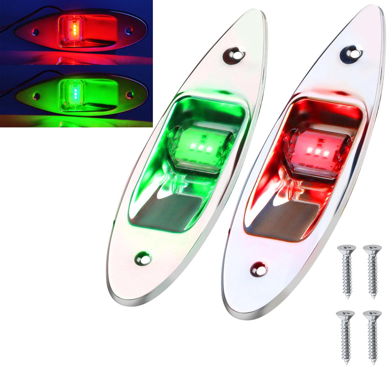 Boat Navigation Lights, 12V Stainless Steel Marine Navigation Lights, Waterproof Red & Green LED Marine Boat Yacht Sailing Signal Warning Light - BeesActive Australia