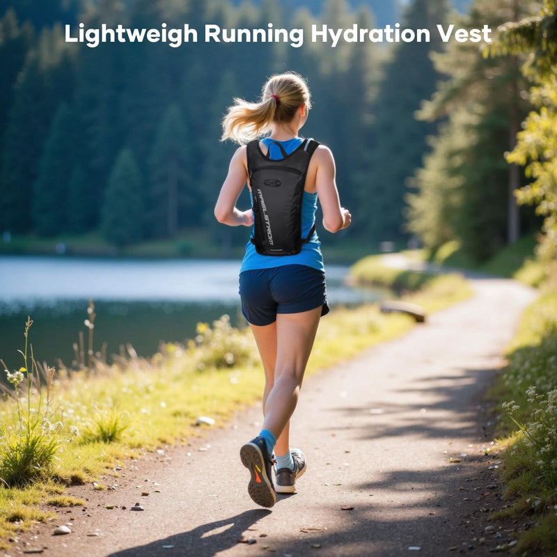 Maelstrom Running Hydration Vest, Hiking Backpack with 2L Water Bladder for Cycling Rave for Men Women 2L-Water Bladder Black