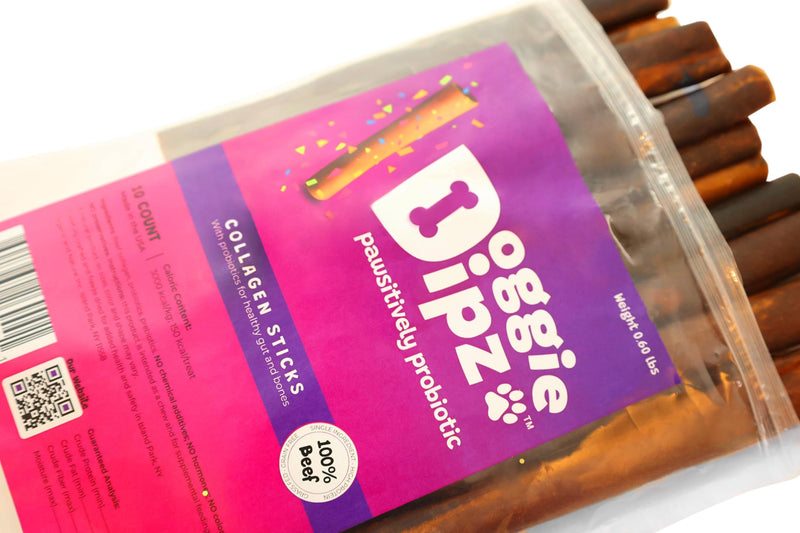 Beef Collagen Sticks for Dogs – 20 Pack - 6” Sticks – Healthy Dog Chew Treats with Probiotics – Natural, Rawhide-Free, Long-Lasting – Bully Stick Alternative Made in USA (Variety Bundle) Variety Bundle 20 Sticks (6 IN)