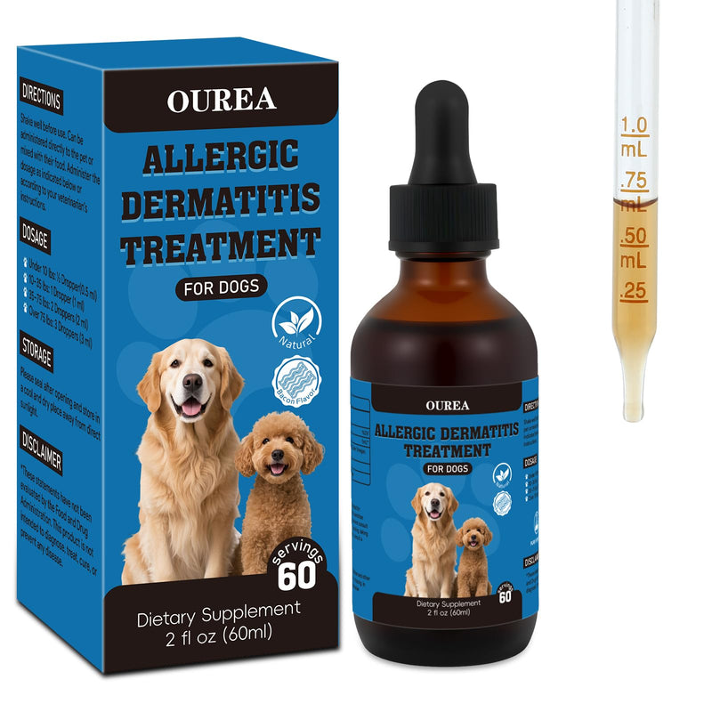 Dog Dermatitis Treatment for Allergies, Natural Itch Relief Drop & Hot Spot Support for Itchy, Red, Irritated Skin, Herbal Formula for Dog Allergy Relief, Dermatitis Treatment, Dog Itching Skin Relief