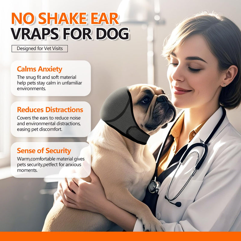 Dog Ear Cover for Medium, Large Dogs, Noise Protection Ear Muffs for Pets, Dog Anxiety Relief Calming Band (Grey, Large)