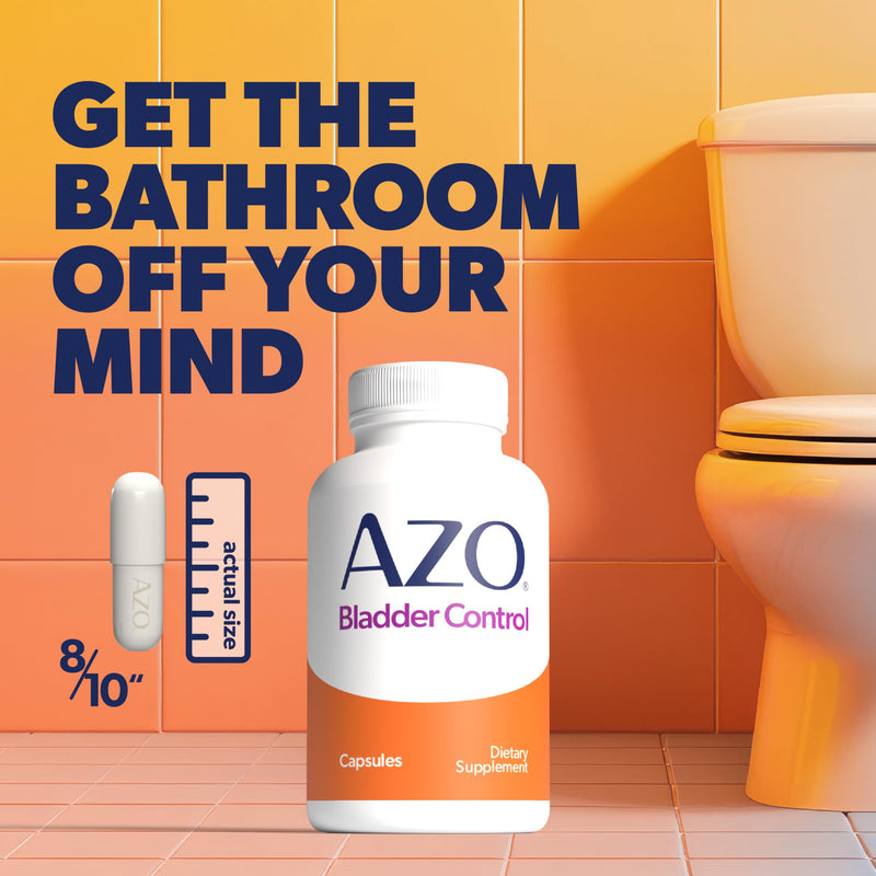 AZO Bladder Control with Go-Less Daily Supplement | Helps Reduce Occasional Urgency* | Helps reduce occasional leakage due to laughing, sneezing and exercise | 54 Count Capsules 54 Count (Pack of 1)