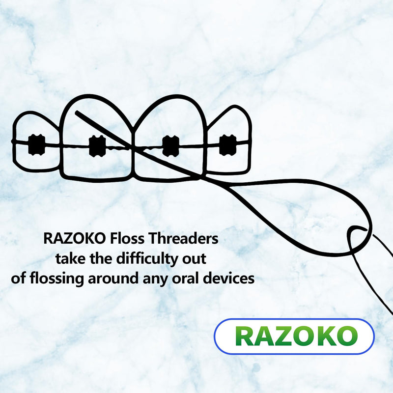 RAZOKO Floss Threaders | Dental Floss Threaders for Braces, Bridges, and Implants |210PCS (Pack of 3) 70 Count (Pack of 3)