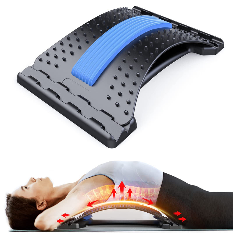 MINOLL Back Stretcher for Lower Back Pain Relief, Multiple Level Adjustable Arch Lumbar Back Cracker Board, Back Cracking Device, Back Massager for Scoliosis, Spine Decompression Support Black - BeesActive Australia